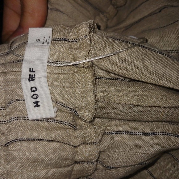 Mod Ref Striped Ankle Pants in taupe and blue stripes - Picture 3 of 4